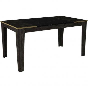 Mesa de comedor fija Asciano, estante rectangular 145x85h76 cm, color negro y oro - Dmora
