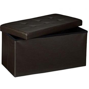 Relaxdays, Marrón Banco Asiento Plegable Cuero Sintético, 38x78x38 cm, tela, 38 x 76 x 38 cm