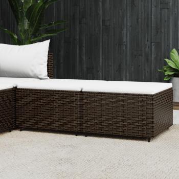 vidaXL Brown Poly Rattan Garden Footrests with Cushions (2 pcs)