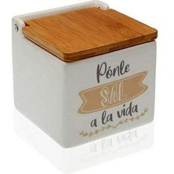 Salero con Tapa Versa S3404267 Cerámica Bambú (10,5 x 11 x 11 cm)