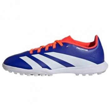 Botas de fútbol turf de niños Adidas Predator League TF J, características: diseño multitaco para terreno duro, color azul (Lucid Blue/FTWR White/Solar Red), talla 28 EU