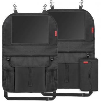 YOOFAN 2 Piezas Organizadores para Coche- Protector de Asiento Organizador para Asiento Trasero de Coche Universal Multi-Bolsillos Organizadores con 10''Soporte iPad Coche,1 Caja de Pañuelos Gratis