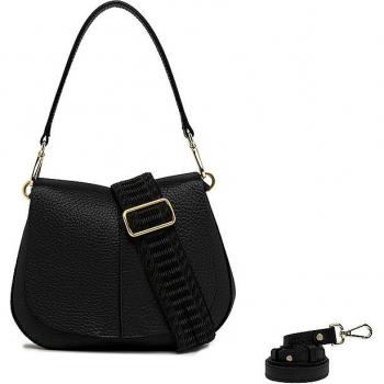 Gianni Chiarini Structured Leather Shoulder Bag - Helena Round Black with Removable Straps