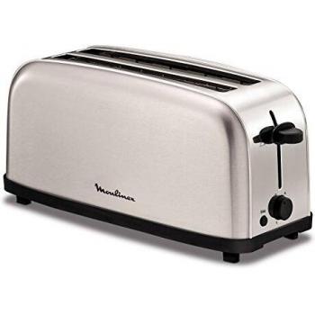 Moulinex Classic LS330D - Tostador Acero Inoxidable, 2 Ranuras largas y anchas, 1400 W, 6 Posiciones Tostado, Función Stop y Bandeja Recogemigas, Apto para Todo Tipo de Pan normal, de molde, artesano