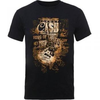 Camiseta Unisex para Adultos Johnny Cash con Títulos de Canciones de Guitarra, Color Negro, Tamaño M