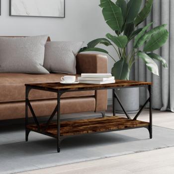 Mesa de centro de madera contrachapada 90x50x45 cm en colores Negro, Roble Sonoma y Roble ahumado, ideal para salón o comedor, también como mesa auxiliar o de café