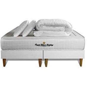 Conjunto de Somier y Colchón 180x200 Lancaster - Resortes Ensacados y Espuma Viscoelástica - 22 cm - Firme - Somier Doble Blanco + 2 Almohadas