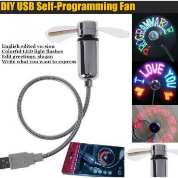DIY USB LED Flash Fan with Programmable Colorful Display for PC and Mobile