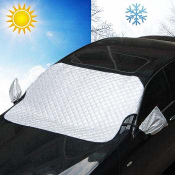FEZZ Protector Parabrisas Coche Frontal Nieve Hielo Helada Magnético Solar UV Parasol Proteccion con Cubierta de Espejo Lateral 143 * 111cm para Coches SUV Camión
