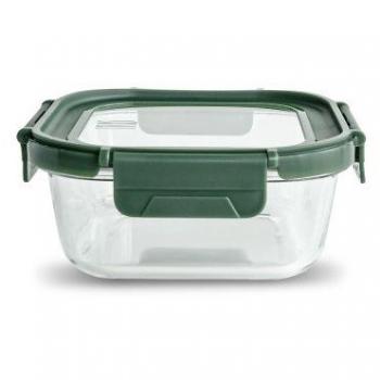 Iris Contenedor cuadrado vidrio 800ml con tapa vidrio.