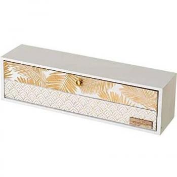 Caja joyero con 6 Compartimentos de Madera Blanca exótica, de 39x10x10 cm - LOLAhome