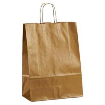 Bolsa de Papel Dorado Brillante (32 x 12 x 50 cm) - Paquete de 25 Unidades