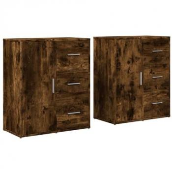 Aparador de madera de ingeniería 2 piezas roble ahumado 60x31x70 cm multicapa