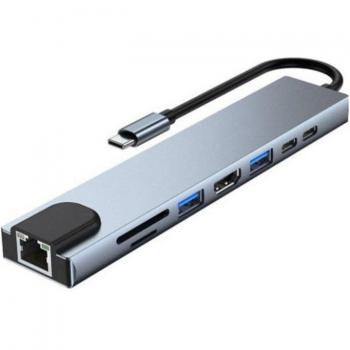 Adaptador Hub USB-C Multipuerto 8 en 1 con Carga Rápida