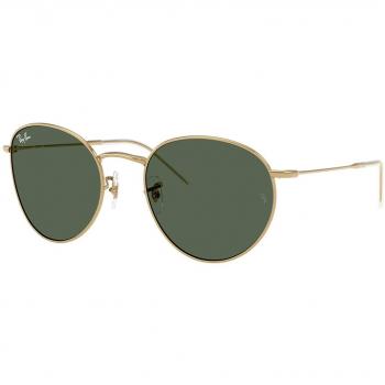 Ray-Ban RBR0103S Round Reverse Sunglasses, Color: 001/VR, Unisex, Gold Frame, Green Lenses, Size: 53 MM