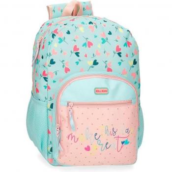 Roll Road Mochila Escolar Queen of Hearts 40 cm Turquesa Rosa Poliéster Multicolor
