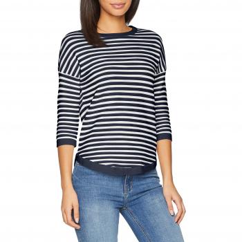Object Objmorgan Rib 3/4 Pullover Noos, suéter para Mujer, Mood Indigo W. Gardenia Stripes, 38