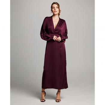 Vila - Vestido satinado largo con tirantes ajustables, escote en V, corte fluido, tejido suave y brillante, ideal para ocasiones especiales