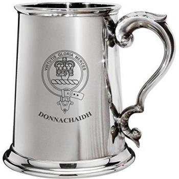 Donnachaidh Family Crest Polished Pewter 1 Pint Tankard with Scroll handle