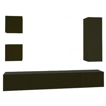 Set de Muebles para TV 5 Piezas Negro en Madera Contrachapada