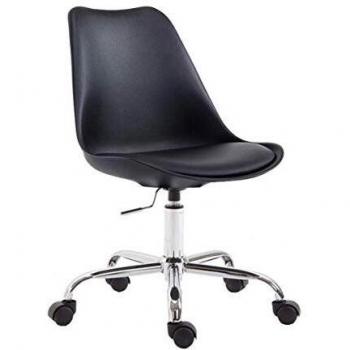 Silla de Oficina Toulouse con Estructura de Plástico Negro, Regulable en Altura y Giratoria, Soporta hasta 136kg