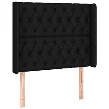 Cabecero con LED de tela negro 93x16x118/128 cm Vidaxl