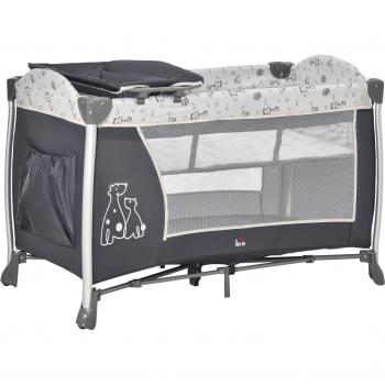 HOMCOM Cuna de Viaje Plegable para Bebés y Niños hasta 15 kg con 2 Ruedas, Bolsillo Lateral, Parque de Juegos, Portátil con Bolsa de Transporte,