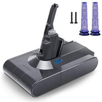 morpilot Batería de Reemplazo para Dyson V8, 21.6V 3500mAh Li-Ion, Compatible con Dyson V8 Series V8 Absolute V8 Fluffy V8 Animal SV10 Cord-Free Vacuum, con 2PCS Pre Filtros Lavables