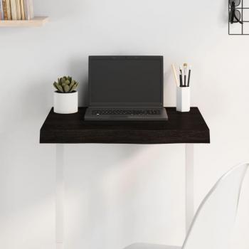 Mesa de roble macizo tratada gris oscuro 60x40x(2-6) cm