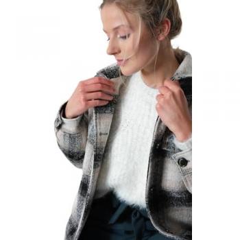 Deeluxe Abelle Women's Black Plaid Overshirt