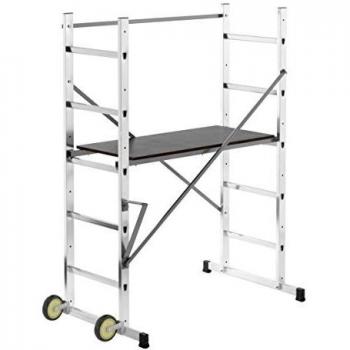Andamio Rueda HAILO HobbyStep H3 de Aluminio, Altura de Trabajo 3m, Ajuste de Nivel y Diseño para Escaleras