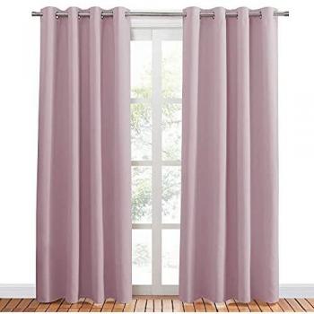 PONY DANCE Cortinas Habitación Infantiles Rosado - Paneles Largos con Ollaos Térmicos Aislantes Luz Solar Antimoscas Reducción Ruido/Decoración Ventanas, Un Par, 132 x 210 cm