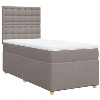 Bastidor de cama box spring con colchón de muelles Tortera 100x200 cm en tela gris taupe
