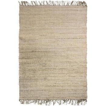 Alfombra de salón o dormitorio INDRA tejida en yute y algodón natural 190 x 290 cm Beige