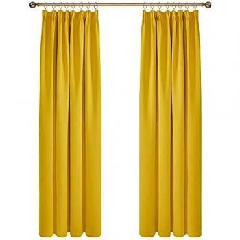 Deconovo Cortinas Salón Opacas Modernas Térmicas Aislante Decorativas Fruncidas 2 Piezas 140x210cm Limón