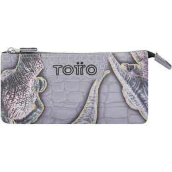 Estuche Escolar Totto Tablero Tres Compartimentos Estampado Dinosaurios