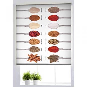 Estor Enrollable Translúcido Estampado para Cocina - Modelo C-1083, 130 x 180 cm, Fácil Instalación y Envío Gratis