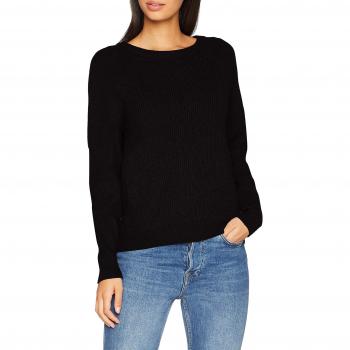 Vila Clothes Visia Knit Laced Up Back L/s Top, suéter para Mujer, Negro Black, 42