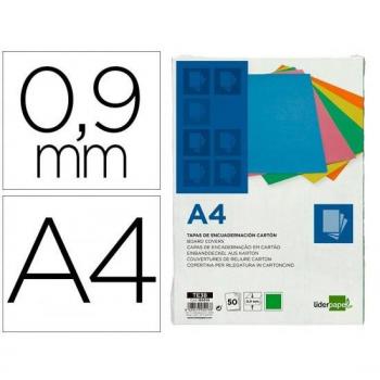 TAPA ENCUADERNACION LIDERPAPEL CARTON A4 0.9MM VERDE FLUOR PAQUETE DE 50 UNIDADES