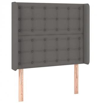 Cabecero con LED cuero sintético gris 83x16x118/128cm
