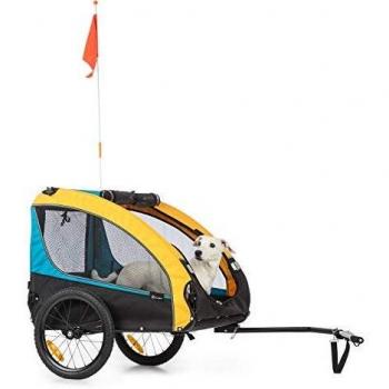 Remolque de bicicleta para perros Klarfit Husky Race 282 L - Para cuadros de 26 a 28 - Carga 40 kg - Tela Oxford 600D azul