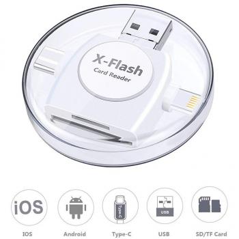 Sonoka Lector Tarjetas de Memoria SD/Micro SD 4 en 1 Adaptador Tarjetas USB 3.0/ Lightning/Micro USB/Tipo C Conector, Lector de Tarjetas para Apple iPhone, iPad, MacBook y Phone Andriod