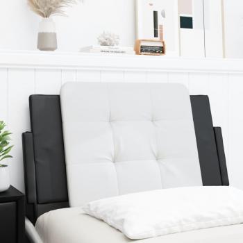 Almohada de cabecero acolchado en cuero sintético blanco y negro de 90 cm
