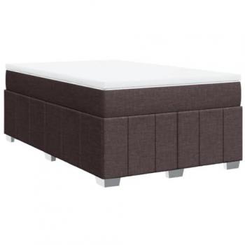 Cama Box Spring con colchón de tela marrón oscuro 120x190 cm