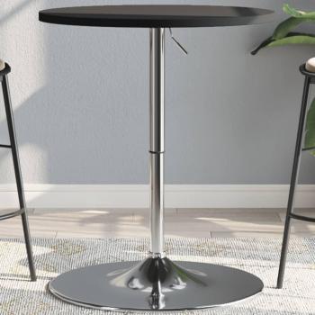 Mesa de Bar Alta Negra 60x60x90 cm Madera Multicapa y Acero Cromado