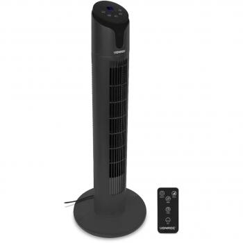 Ventilador de torre Vonroc - 86 cm - 3 velocidades - función oscilante - temporizador 15h - negro - Incl. mando a distancia