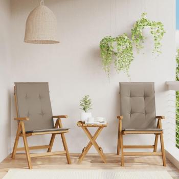 Reclining Teak Garden Chairs with Cushions - Set of 2