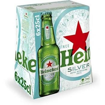 Heineken Silver Cerveza Lager Pack Botella, 6 x 25cl