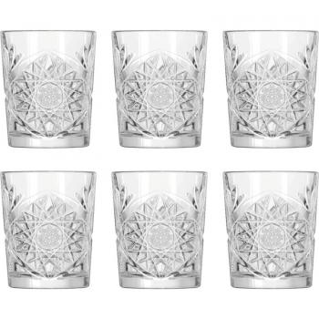 Vasos de Vidrio Transparente Decorado Hobstar DOF 35 cl - Set de 6 Piezas