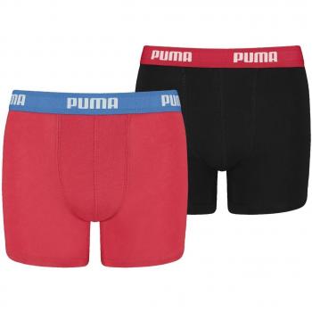 Puma 2-Pack 360 Logo Chicos Boxer Briefs, Rojo/Negro 7-8 Años